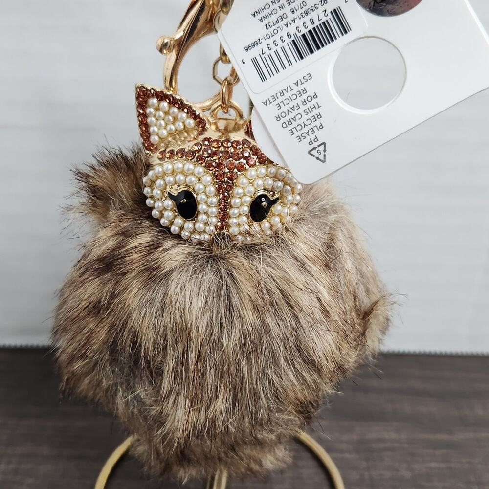 Fox faux fur adorable keychain NWT